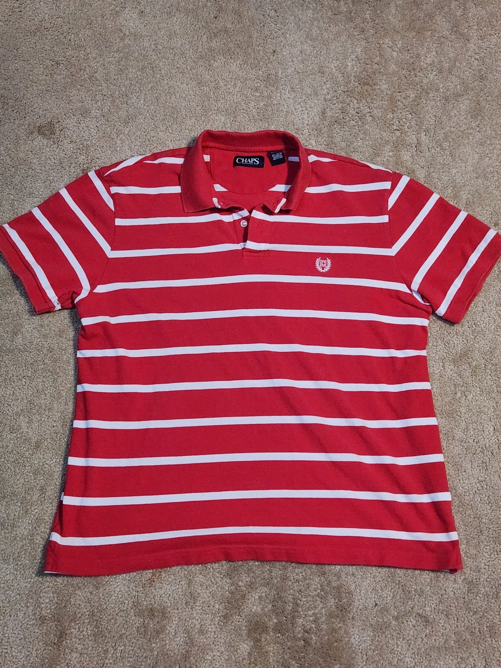 Chaps Men’s Red & White Striped Polo Shirt
